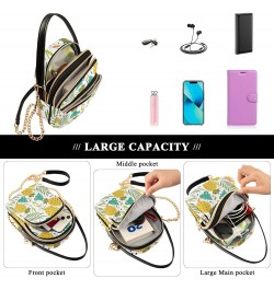 Tropical Pineapples Multi Pockets Crossbody Bags for Women Zip Cell Phone Purse Wallet Bag with Detachable Shoulder Strap Cro...