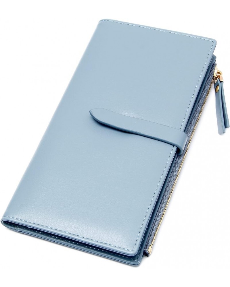 Women Wallet Ultra Slim RFID Credit Card Holder Thin Bifold Clutch Checkbook Wallets with Zipper Pocket Z- Blue $12.82 Wallets