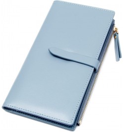 Women Wallet Ultra Slim RFID Credit Card Holder Thin Bifold Clutch Checkbook Wallets with Zipper Pocket Z- Blue $12.82 Wallets