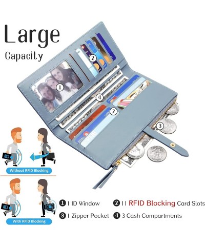 Women Wallet Ultra Slim RFID Credit Card Holder Thin Bifold Clutch Checkbook Wallets with Zipper Pocket Z- Blue $12.82 Wallets