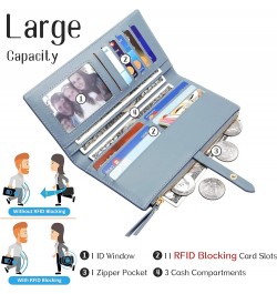 Women Wallet Ultra Slim RFID Credit Card Holder Thin Bifold Clutch Checkbook Wallets with Zipper Pocket Z- Blue $12.82 Wallets