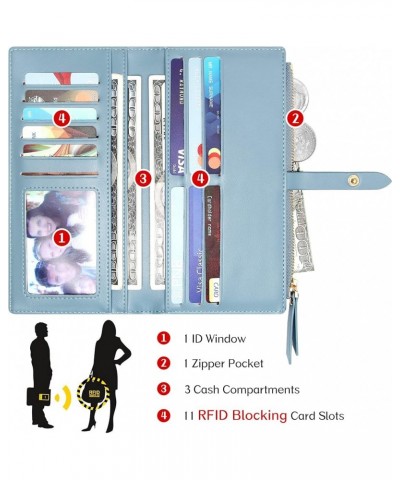 Women Wallet Ultra Slim RFID Credit Card Holder Thin Bifold Clutch Checkbook Wallets with Zipper Pocket Z- Blue $12.82 Wallets