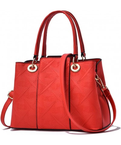 Ziming® Women Handbag 3D Embossed Tote Bag Top Handle Handbag Large Capacity Shoulder Bag Red $17.84 Totes