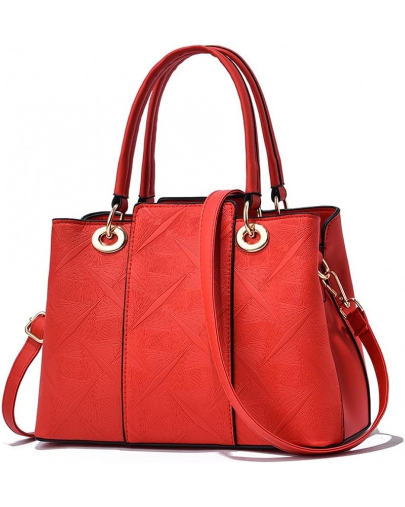 Ziming® Women Handbag 3D Embossed Tote Bag Top Handle Handbag Large Capacity Shoulder Bag Red $17.84 Totes