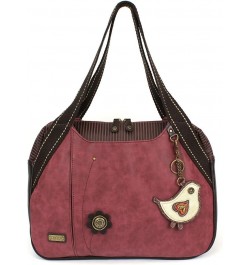 Bowling Tote Bag Burgundy Chichik- Burgundy $36.00 Shoulder Bags