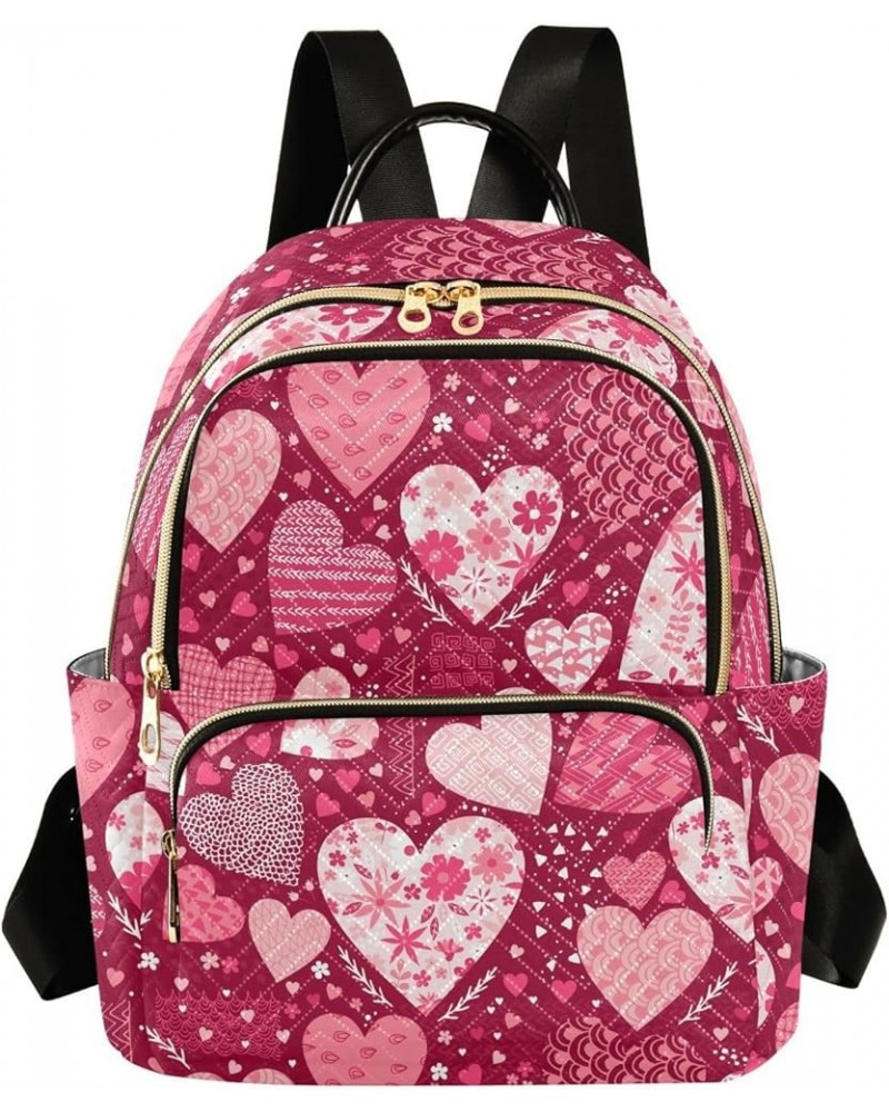 Valentine's Day Hearts Mini Backpack Purse for Women, Pink Cute Love Floral Travel Backpack Fashion Backpack Lightweight Shou...