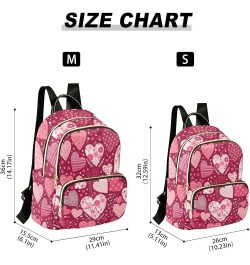 Valentine's Day Hearts Mini Backpack Purse for Women, Pink Cute Love Floral Travel Backpack Fashion Backpack Lightweight Shou...