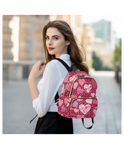 Valentine's Day Hearts Mini Backpack Purse for Women, Pink Cute Love Floral Travel Backpack Fashion Backpack Lightweight Shou...