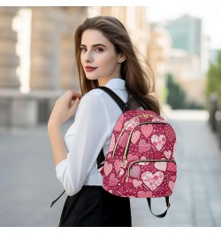 Valentine's Day Hearts Mini Backpack Purse for Women, Pink Cute Love Floral Travel Backpack Fashion Backpack Lightweight Shou...