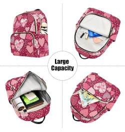 Valentine's Day Hearts Mini Backpack Purse for Women, Pink Cute Love Floral Travel Backpack Fashion Backpack Lightweight Shou...