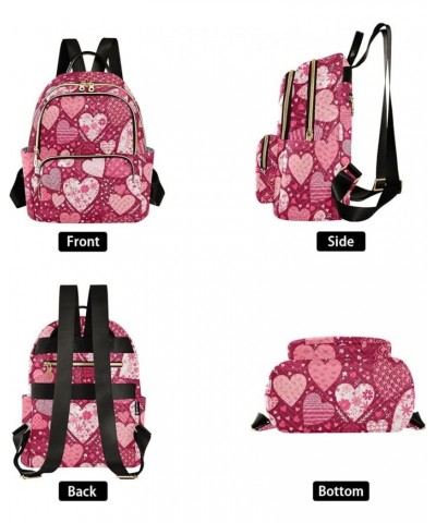 Valentine's Day Hearts Mini Backpack Purse for Women, Pink Cute Love Floral Travel Backpack Fashion Backpack Lightweight Shou...