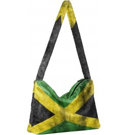 Patriot Women Boho Handbag Jamaican Flag Grunge Underarm Bag Tote Bag Shoulder Bag Crossbody Bag Fluffy Cell Phone Purse Lady...