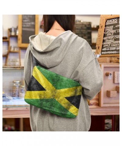 Patriot Women Boho Handbag Jamaican Flag Grunge Underarm Bag Tote Bag Shoulder Bag Crossbody Bag Fluffy Cell Phone Purse Lady...