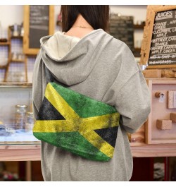 Patriot Women Boho Handbag Jamaican Flag Grunge Underarm Bag Tote Bag Shoulder Bag Crossbody Bag Fluffy Cell Phone Purse Lady...