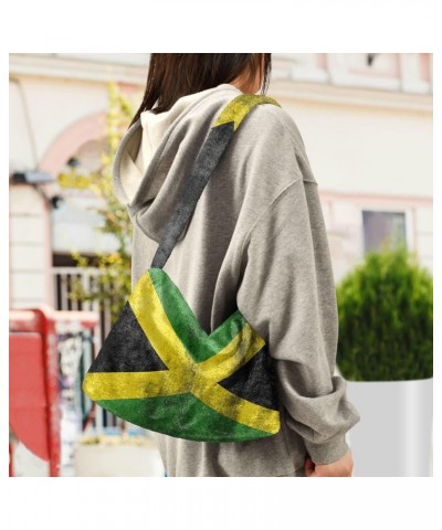 Patriot Women Boho Handbag Jamaican Flag Grunge Underarm Bag Tote Bag Shoulder Bag Crossbody Bag Fluffy Cell Phone Purse Lady...