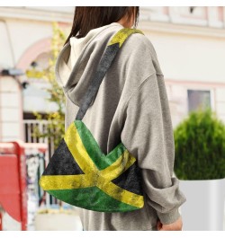 Patriot Women Boho Handbag Jamaican Flag Grunge Underarm Bag Tote Bag Shoulder Bag Crossbody Bag Fluffy Cell Phone Purse Lady...