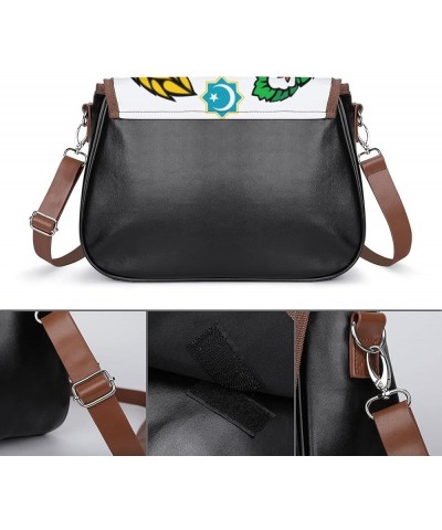 Printed Crossbody Bag Shoulder Bag PU Leather Women's Designer Satchels Lovely Cat Face Color10 $29.49 Satchels