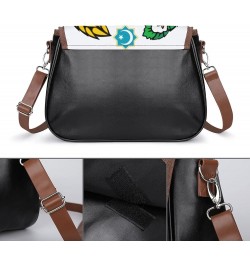 Printed Crossbody Bag Shoulder Bag PU Leather Women's Designer Satchels Lovely Cat Face Color10 $29.49 Satchels