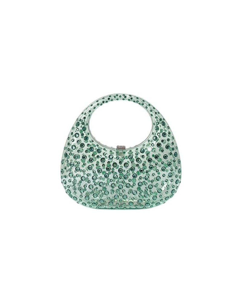 Women's Evening Bag Sparkly Rhinestone Clutch Purse Acrylic Top-handle Bag for Women Green $18.31 Evening Bags