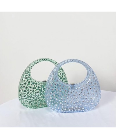 Women's Evening Bag Sparkly Rhinestone Clutch Purse Acrylic Top-handle Bag for Women Green $18.31 Evening Bags