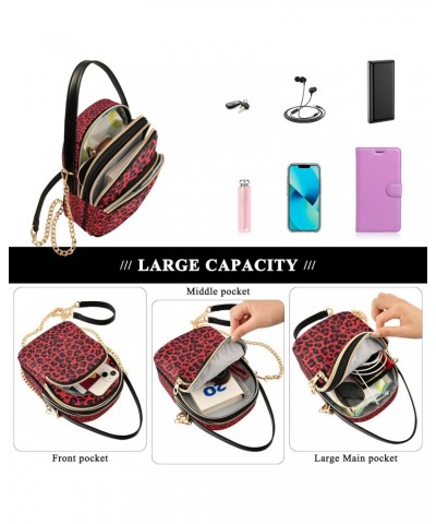 Crossbody Bag for Women, Red Leopard Print Cheetah Phone Purse Detachable Chain Bag Shoulder Handbag Wallet $13.43 Crossbody ...