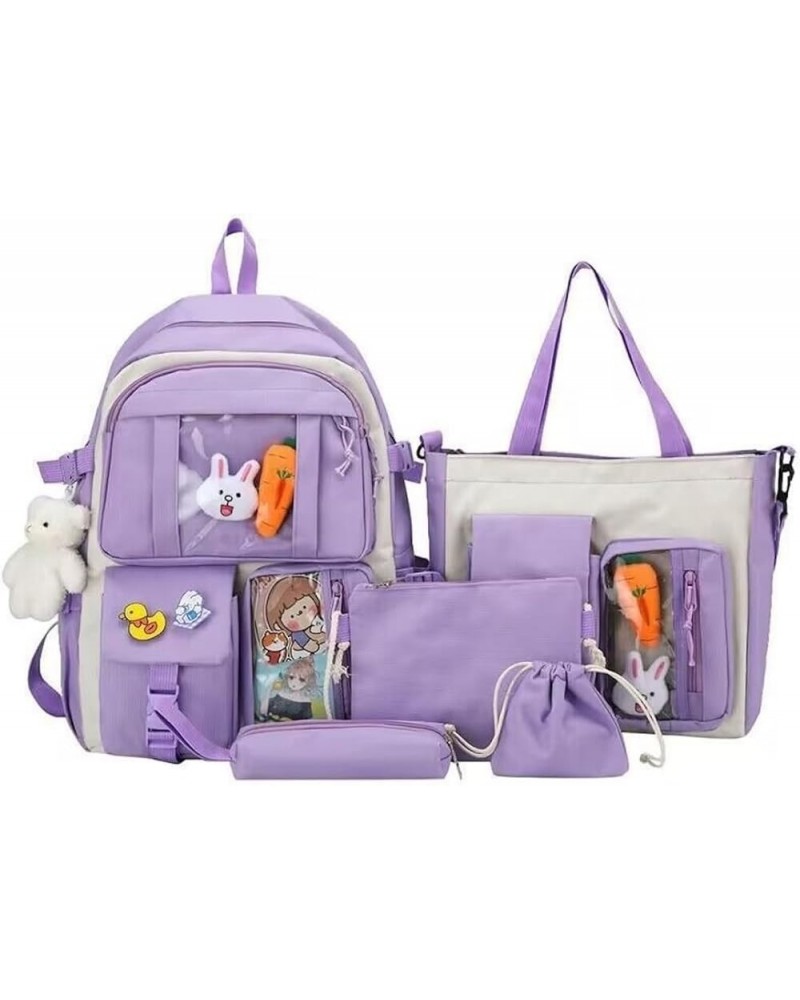 Kawaii Backpack with Badges and Bear Accessories Aesthetic Cute Harajuku Itabag (5Pcs,Blue) 5pcs+ Bear Accessories Purple $21...