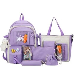 Kawaii Backpack with Badges and Bear Accessories Aesthetic Cute Harajuku Itabag (5Pcs,Blue) 5pcs+ Bear Accessories Purple $21...