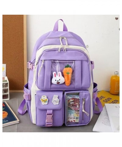 Kawaii Backpack with Badges and Bear Accessories Aesthetic Cute Harajuku Itabag (5Pcs,Blue) 5pcs+ Bear Accessories Purple $21...