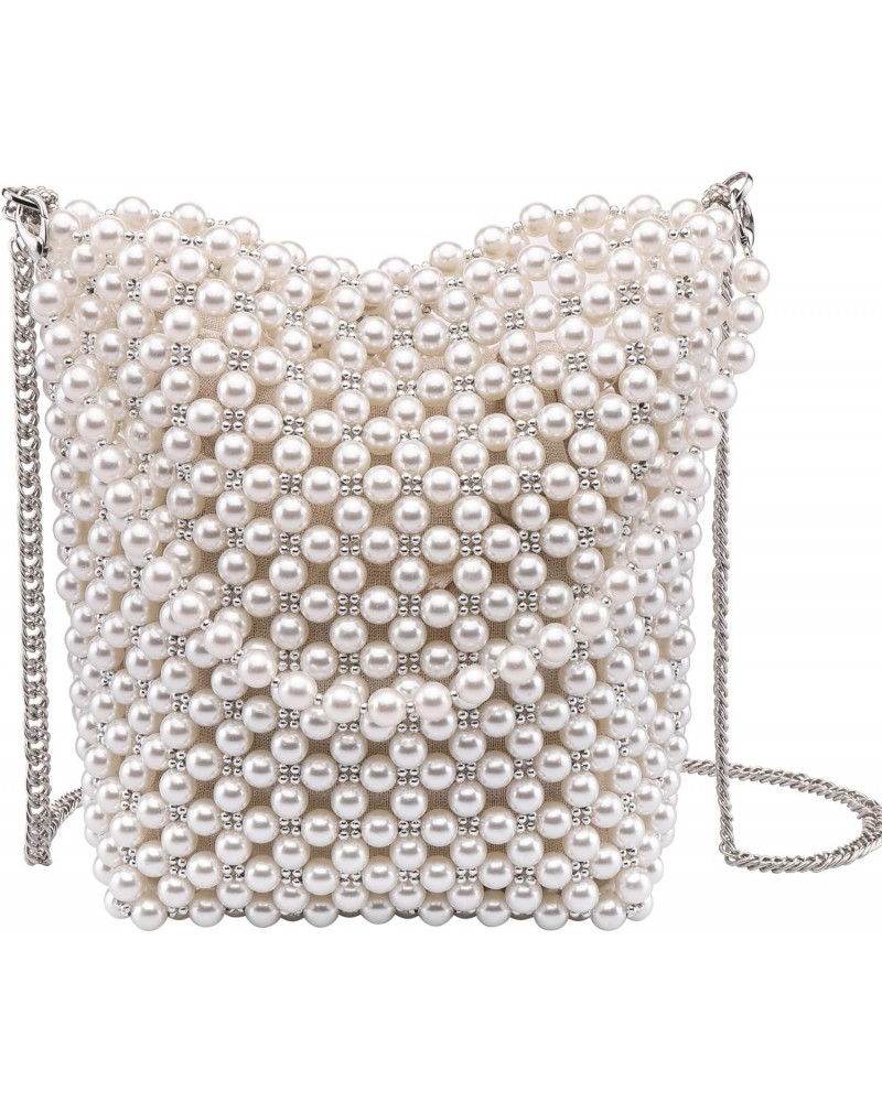 Evening Bag for Women White Pearl Beaded Shoulder Handbag Small Crossbody Clutch Purse for 1920s Party Prom Wedding $17.60 Ev...