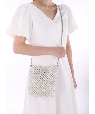 Evening Bag for Women White Pearl Beaded Shoulder Handbag Small Crossbody Clutch Purse for 1920s Party Prom Wedding $17.60 Ev...