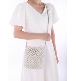 Evening Bag for Women White Pearl Beaded Shoulder Handbag Small Crossbody Clutch Purse for 1920s Party Prom Wedding $17.60 Ev...