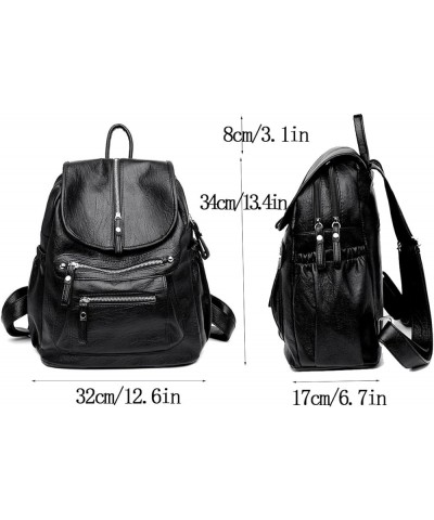 Leather Backpack Multiple Zipper Pockets Hardware Fashion Simple Women Bags (brown) Brown $24.83 Backpacks