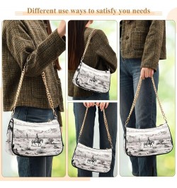 Regatta Painting Claude Monet Womens Purse Hobo Party Clutch Womens Trendy Handbags Chain over Shoulder Purse Cowboy Riding H...