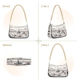 Regatta Painting Claude Monet Womens Purse Hobo Party Clutch Womens Trendy Handbags Chain over Shoulder Purse Cowboy Riding H...