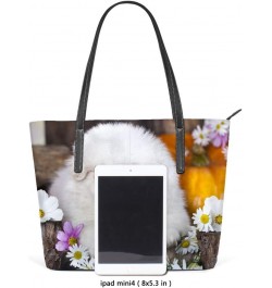 Shopper Bag Large Work Tote Bags Women's PU Leather Fashion Pekingese and Daisy Flowers Handbags Casual Bag $29.99 Totes