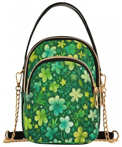 St. Patrick's Day Four Leaf Clover Shoulder Bags for Women Retro Classic Handbag Purse Small Purses with Chain $10.66 Totes