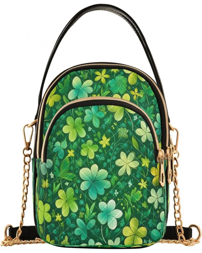 St. Patrick's Day Four Leaf Clover Shoulder Bags for Women Retro Classic Handbag Purse Small Purses with Chain $10.66 Totes