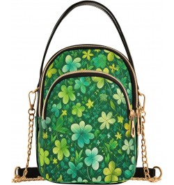 St. Patrick's Day Four Leaf Clover Shoulder Bags for Women Retro Classic Handbag Purse Small Purses with Chain $10.66 Totes