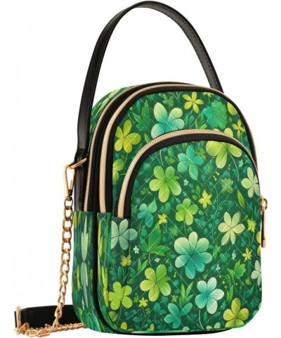 St. Patrick's Day Four Leaf Clover Shoulder Bags for Women Retro Classic Handbag Purse Small Purses with Chain $10.66 Totes