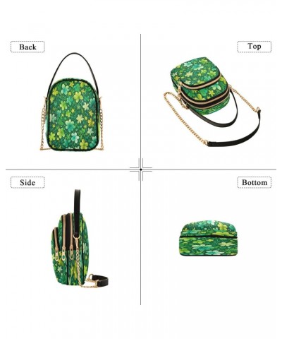 St. Patrick's Day Four Leaf Clover Shoulder Bags for Women Retro Classic Handbag Purse Small Purses with Chain $10.66 Totes