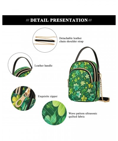 St. Patrick's Day Four Leaf Clover Shoulder Bags for Women Retro Classic Handbag Purse Small Purses with Chain $10.66 Totes