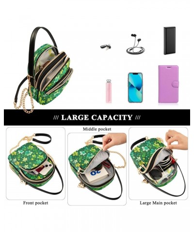 St. Patrick's Day Four Leaf Clover Shoulder Bags for Women Retro Classic Handbag Purse Small Purses with Chain $10.66 Totes