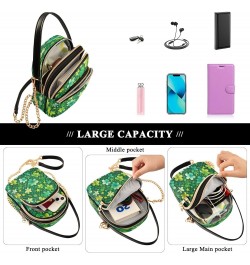 St. Patrick's Day Four Leaf Clover Shoulder Bags for Women Retro Classic Handbag Purse Small Purses with Chain $10.66 Totes