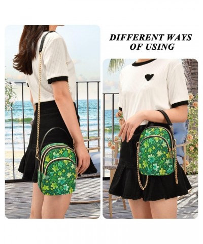 St. Patrick's Day Four Leaf Clover Shoulder Bags for Women Retro Classic Handbag Purse Small Purses with Chain $10.66 Totes