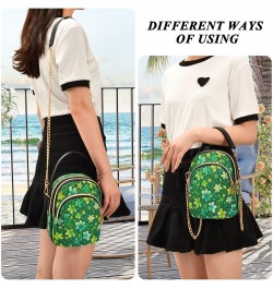 St. Patrick's Day Four Leaf Clover Shoulder Bags for Women Retro Classic Handbag Purse Small Purses with Chain $10.66 Totes