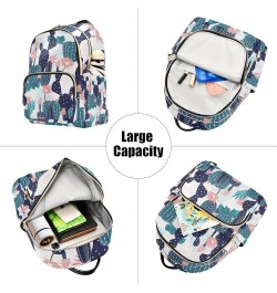 Women Backpack Cactus Blue Flower Pink Anti-Theft Travel Backpack with Luggage Belt Lightweight Handbag Lady Purse Roomy Doub...