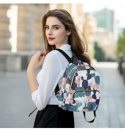 Women Backpack Cactus Blue Flower Pink Anti-Theft Travel Backpack with Luggage Belt Lightweight Handbag Lady Purse Roomy Doub...