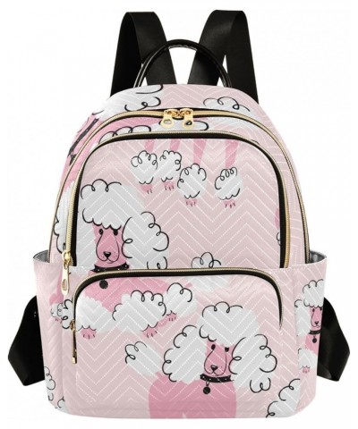 Women Backpack Pink White Doodle Poodle Anti-Theft Travel Backpack with Luggage Belt Lightweight Handbag Lady Purse Roomy Dou...