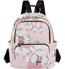 Women Backpack Pink White Doodle Poodle Anti-Theft Travel Backpack with Luggage Belt Lightweight Handbag Lady Purse Roomy Dou...