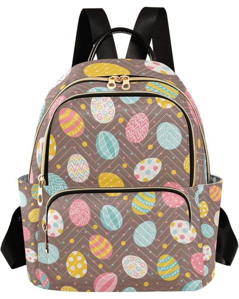 Easter Women Backpack Easter Egg Pink Blue Yellow Anti-Theft Travel Backpack Lightweight Handbag Roomy Weekend Bag Everyday U...